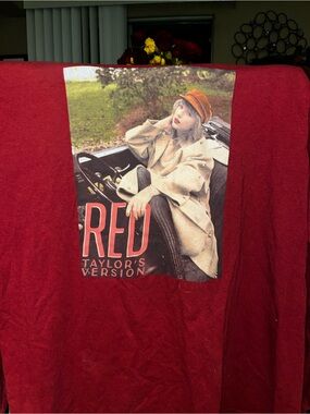Taylor Swift Red Long-Sleeve Shirt with Taylor's Version Graphic